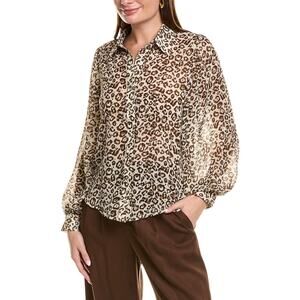 Anna Kay Sheer leopard print with gold accents blouse